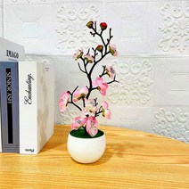핑크 화이트 벚꽃 인조 조화자작 핑크뮬리 생화같은 식물 대형 카페 나무 매화꽃 분재 실크 인공 식물 화분, 02 분홍색