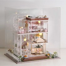 3층 별장 빌라 DIY 조립 크리스마스 추수감사절 생일 기념일 선물 내집짓기 미니어처, 3층빌라+오르골+먼지덮개