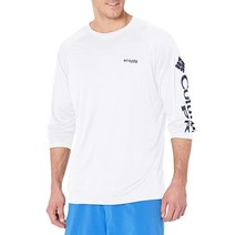 Columbia 남성용 PFG 터미널 태클 UPF 50 긴팔 낚시 티셔츠 블랙/쿨 그레이 로고 1X, 5X Tall, White/Nightshade Logo