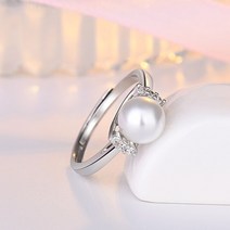 진주반지 혼주반지 알반지 트렌디 한 실버 쥬얼리 지르콘 보석 오픈 핑거 링 여성 위한