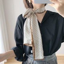 스키니 롱 타이 스카프 패턴 트 윌리 쁘띠 방도 가방 반다나