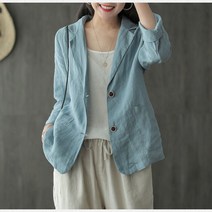 시원한 마 린넨 오버 긴팔 자켓 하늘비즈 C10 T713A488