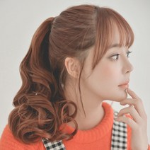 에스홀릭 자연스러운 웨이브펌 묶음머리 포니테일 부분가발, 내츄럴브라운