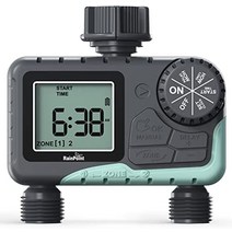 RAINPOINT 스프링클러 타이머 정원 호스 수도꼭지용 워터 타이머 강우 지연/수동/자동 관개 시스템이 있는 프로그래밍 가능한 워터 타이머 잔디 마당 2개 구역용 실외 관개 타이머 컨트롤러