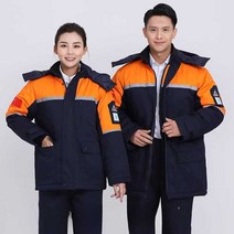 겨울 작업복 절연복 패딩 공장 유니폼 주유소 용접복, A정전기 방지-네이비블루 오렌지 XXL