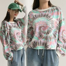 여성 가을 예쁜 나염 크롭 티셔츠