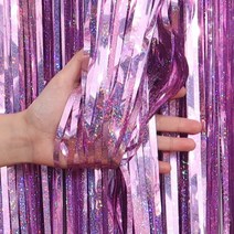 마켓에이 글로시 파티장식 은박 수술커튼 1 x 2 m, 핑크, 3개