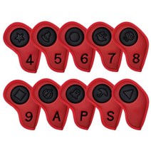 골프 라이프 달고나 시리즈 핸드메이드 가죽 자석 골프 커버 10p, 레드&블랙, 10개