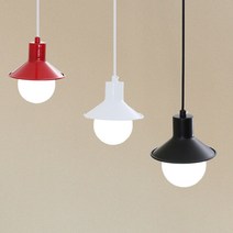 꿀벌라이팅 꼬마갓1등식탁등(블랙 화이트 레드), 5.꼬마갓1등(레드)+LED램프(하얀빛)