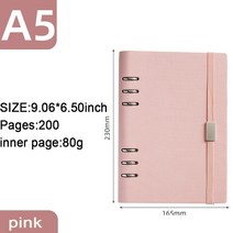 업무용 명품 가죽 다이어리 하드 커버 5 가죽 나선형 노트북 2023 탄성 밴드 사무실 비즈니스 문구 6 링 바, 03 분홍색_01 A5