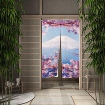 가림막 주방 커튼 일본 마운트 후지 도어 파티션 풍경 드레이프 입구 장식 걸이식 하프