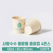 친환경 사탕수수 물방울 종이컵 4온스 120ml, 1박스