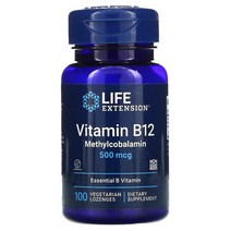 라이프익스텐션 비타민 B12 메틸코발라민 500MCG 100정, 단색, 한 사이즈