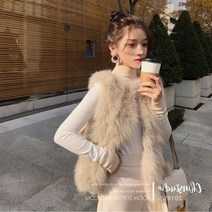 여우털조끼 폭스퍼자켓 폭스베스트 모피베스트 여성 ​​겨울 두꺼운 짜 패션 느슨한 따뜻한