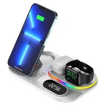 RUN 기술 3in1 무선 충전기 30W 핸드폰 멀티 올인원 고속 충전거치대, 애플워치용, 화이트