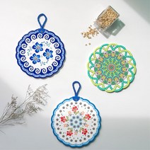 도자기 냄비받침 세라믹 컵받침 주방 인테리어용 음식점 주방필수품, 냄비받침 라운드도트20x20 C, 라운드도트20x20 C
