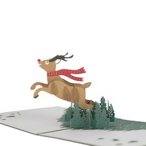 로맨틱포스트 입체카드 팝업카드 편지지 3D카드 크리스마스카드, 1개, 러닝루돌프