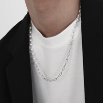 남자 진주 목걸이 체인 레이어드 Aries