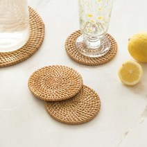 라탄 원형 홈카페 티 코스터 컵받침, 8cm