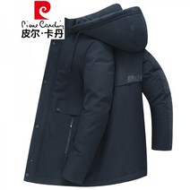 Pierre Cardin 브랜드 고급 남성용 겨울 코트 두꺼운 패딩 재킷 중년 면 중간 길이 아빠 느슨한 따뜻한 니트 8862 블랙 2XL