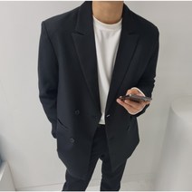 남자 봄 오버핏 수트 더블 블레이저 자켓 2컬러