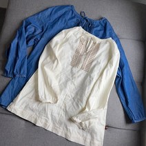 여성 라운드 카라 셔츠 대외 무역 데일리 싱글 봄 가 신작 코튼 루즈 넥타이 자수