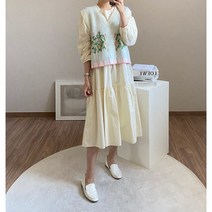 바닐라 66 77사이즈여성의류 20 30대미시 봄 루즈핏 임산부 만삭촬영 하객 빅사이즈 롱 원피스 하객룩 맘룩 엄마옷 등원룩 여자꾸안꾸룩 며느리룩 니트조끼 뚱뚱한여자코디세트