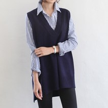 데일리앤 오버핏 빈터 롱 니트조끼