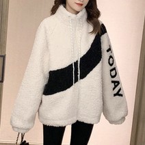 젠틸레 여성용 루즈핏 빅사이즈 집업 아우터 플리스 재킷