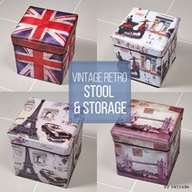 빈티지 정리함 레트로 의자 수납함 /스툴/인, 빈티지 정리함_스툴유니온잭