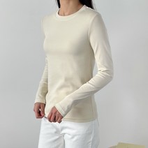 로우 골지 라운드 슬림핏 긴팔티셔츠
