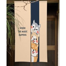 수입조명 장스텐드조명 거실스텐드 재미 있고 귀여운 고양이 문 커튼 식당 장식 파티션 드레이프 주방 입구 걸이형 하프 세트, [05] 80x150cm, [08] CTS00763