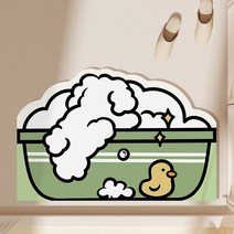 미끌림방지 카페트 카툰 흡수속건 욕조샤워부스 문틈 넘어짐방지 풋패드 욕실시계, T02-50x80cm