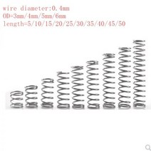 20 개/몫 0.4mm 스테인레스 스틸 마이크로 소형 압축 스프링 OD 3mm/4mm/5mm/6mm 길이 5mm ~ 50mm, 45mm, 3mm 20pcs, 45mm