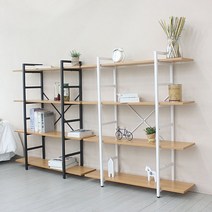 올리오 인테리어 낮은 책정리 철제 책장 책꽂이 주방 렌지대 수납선반 수납장 와이드 4단, 블랙