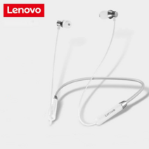 Lenovo-HE05 헤드셋 5.0 블루투스 무선 목걸이 스포츠 헤드셋, 화이트, 규격 없음