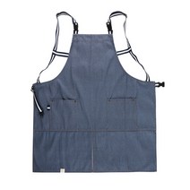 바레스타 앞치마 데님 까페 공방 화방 네일샵 미용실 방수 앞치마, 블루 데 님