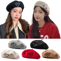 라페나 봄 가을 겨울 여자 울 베레모 하트 빵모자