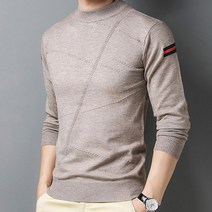 남성 겨울 부드러운 하프 터틀넥 남자 기모 니트 티셔츠- NO8122