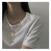 티타늄 스틸 목걸이 복고풍 다층 동전 펜던트 차가운 바람 간단한 성격 디자인 패션 쇄골 체인 목걸이