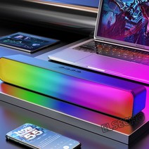 ELSECHO 2채널 RGB 블루투스 사운드바 스피커, 블랙