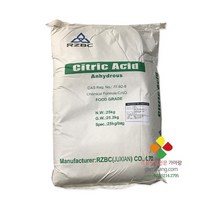 RZBC 무수구연산 25kg 중국 30-100메쉬 무수 세탁 세정 소독, 1개
