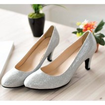 255~270 빅사이즈 여성 수제화 펌프스 글리터 구두 미들힐 7cm