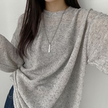 [린넨60함유] 긴팔 고집 바람송송 여리 썸머 린넨 루즈핏 얇은 니트 긴팔 티셔츠]슬로우썸머니트