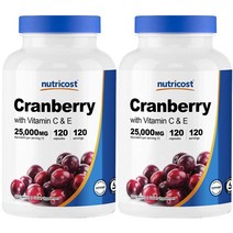뉴트리코스트 크랜베리 비타민 C & E 25000mg 캡슐, 120개입, 2개, 120정