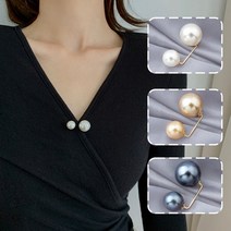 진주 옷핀 수선핀 브로치 허리둘레 조절핀 고정핀, 샴페인, 1개