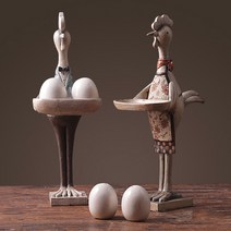 인테리어조각상 [도레미조각상] 피규어 피겨린 인테리어소품 Statuette Figure Figurine, 서빙하는 암탉과 수탉