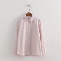 여성 둥근 라운드 카라 기본 옥스포드 셔츠