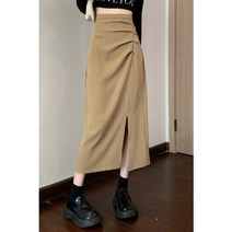 그녀의 신발 로우 슬림 사이드 트임 셔링 캐주얼 데일리 롱스커트