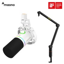 마오노 PD200X 팟캐스트 방송용 녹음용 USB XLR 다이나믹 마이크 정품 고급형 스탠드 패키지, PD200X 화이트 + B90 고급형 붐암스탠드 블랙, Maono PD200X